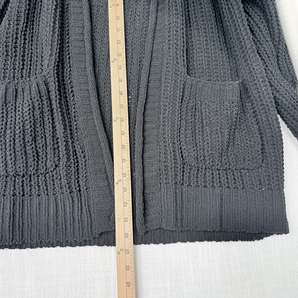 Billabong Open Front Ribbed Knit Cardigan Sweater with Pockets  M Black - Picture 11 of 13